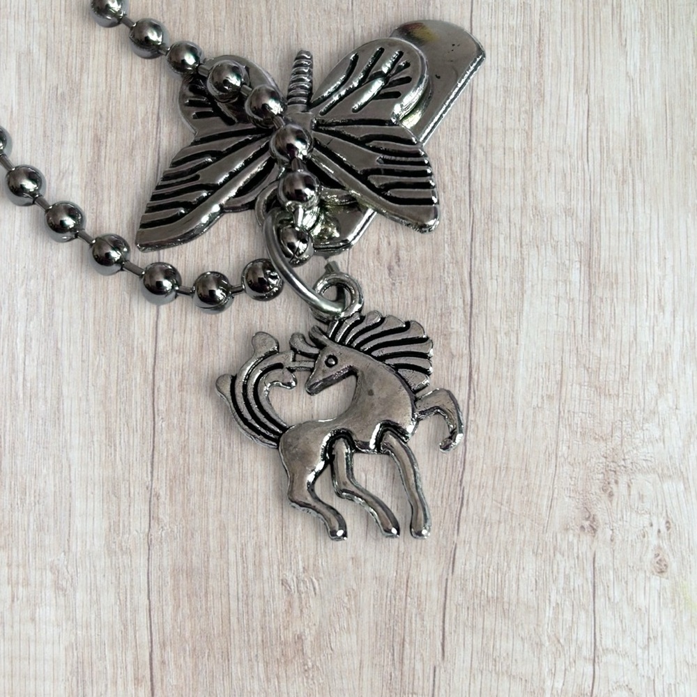 Hand Crafted Necklace BEAUTIFUL Dog Tag Charms Horse Butterfly Tibetan Pendant - Picture 3 of 6